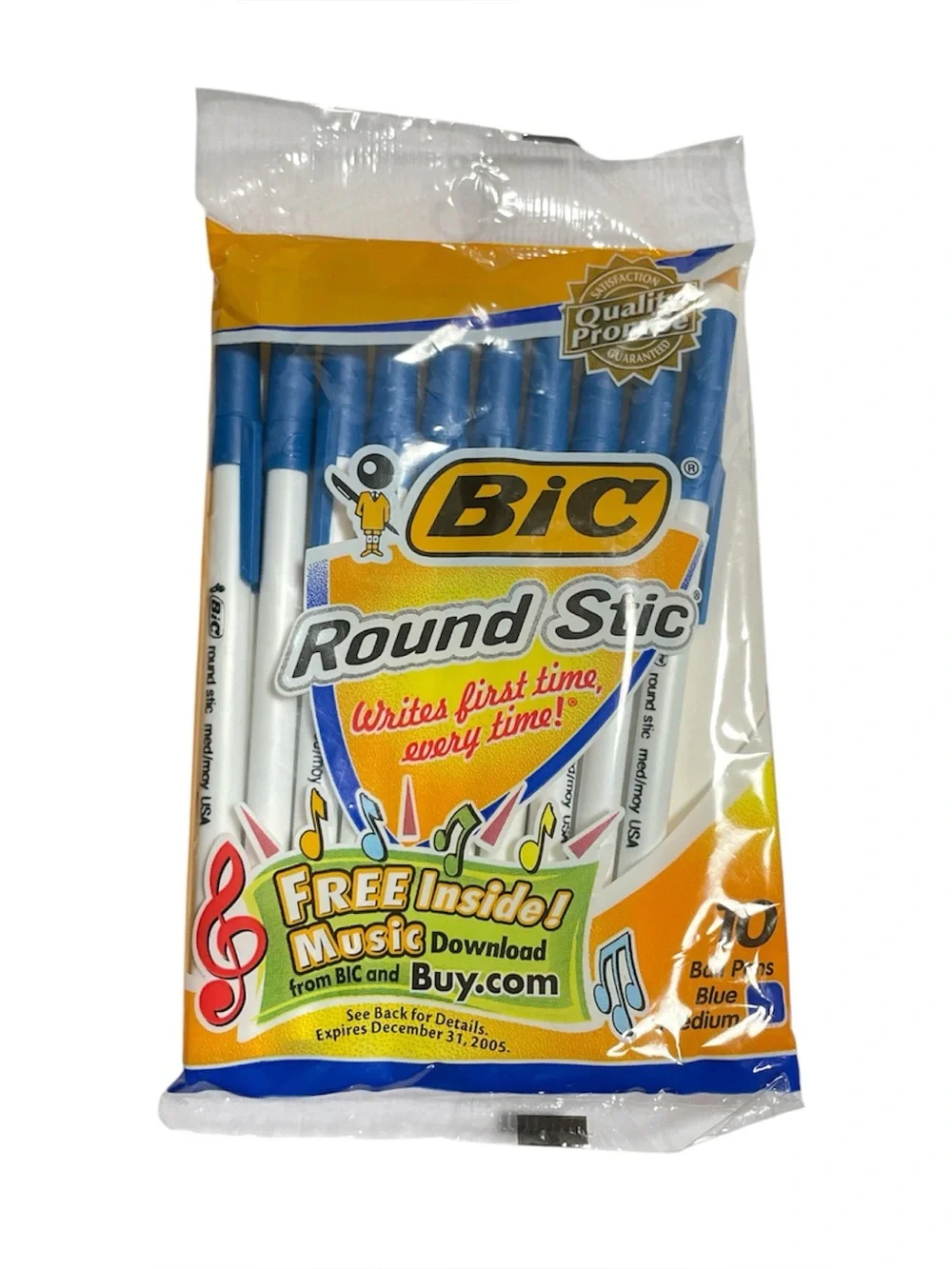 Vintage BIC Round Stic Ballpoint Pens Blue Medium 10 Pens Count New Sealed  1 Pk